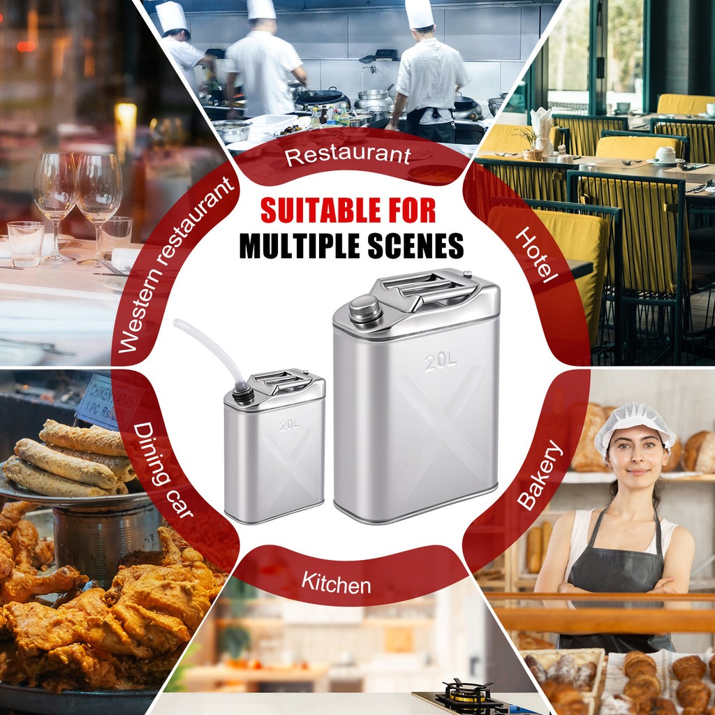 1pc 20-qt (5 Gallon) Stainless Cooking Oil Storage Can 13. 6 X 6. 7 X 18. 5 Commercial Grade 304 Food Safety Oil Distributor for Kitchens Restaurants Food Trucks