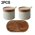 2\u002F3pcs Set of Japanese-style Ceramic Spice Jars | Kitchen and Dining Room Storage Jars for Spices, Salt, Sugar, Spice Jars with Spoons, Covered Spice Storage Box, Kitchen Supplies, Kitchen Additions