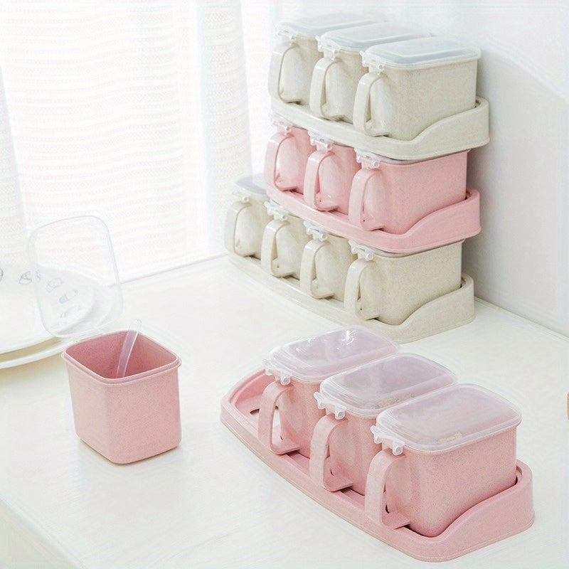 Plastic Spice Container Set for The Kitchen, Featuring a Creative Design for Storing Salt And Other Seasonings