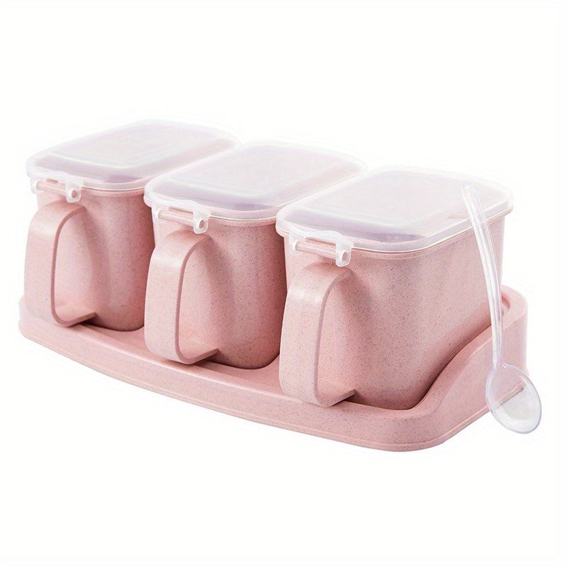 Plastic Spice Container Set for The Kitchen, Featuring a Creative Design for Storing Salt And Other Seasonings