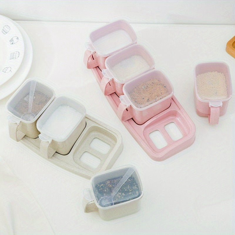 Plastic Spice Container Set for The Kitchen, Featuring a Creative Design for Storing Salt And Other Seasonings