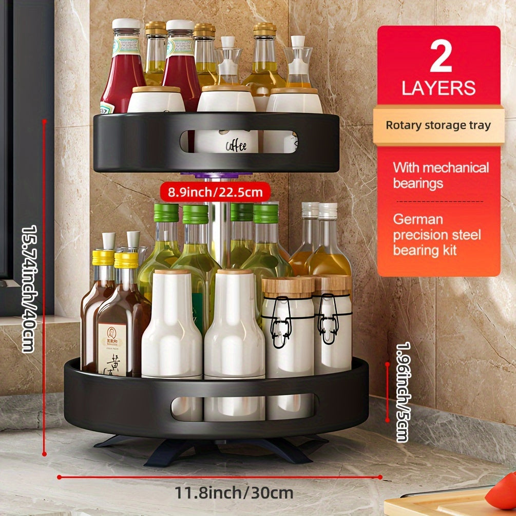 Rotating Seasoning Storage Rack, Kitchen Seasoning Shelf, Double-layer Household Countertop Corner Seasoning Storage Rack
