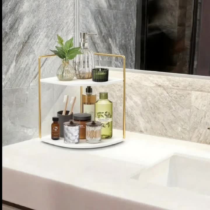 2 - Tier Iron - Art Spice Rack, Bookshelf, Cosmetic Rack, Corner Rack And Storage Rack for Kitchen, Bedroom And Living Room, Corner Shelves