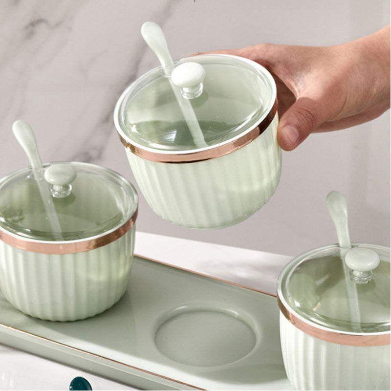 High-end Moisture-proof  Large-capacity PP seasoning box set\u002Fwith small spoon and base, kitchen household salt, monosodium glutamate, seasoning separate jar storage box, seasoning jar combination., Pantry Essentials, Stackable Jars, Modern