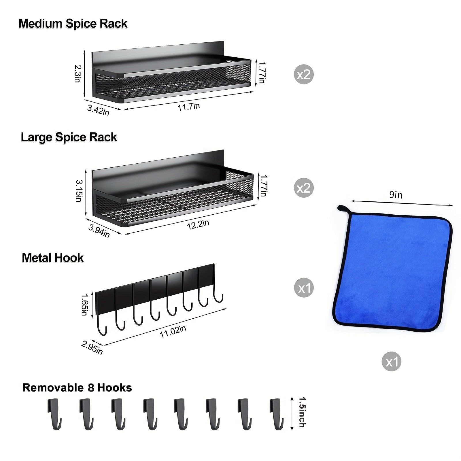Magnetic Spice Rack For Refrigerator, Magnetic Shelf, Moveable Fridge Organizer With 8-Hook Rack, Seasoning Organizer For Kitchen