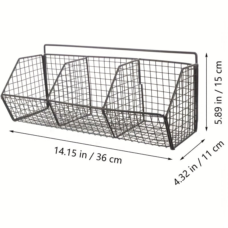1\u002F2pcs Black Metal Grid, 2\u002F3 Grid Wall-mounted Kitchen Seasoning Bottle, Vegetable Rack, Strong Load-bearing Capacity, Large-capacity Kitchen Punch-free Sticky Hanging Rack, Suitable for Kitchen Drain Partition Storage, Saving Space