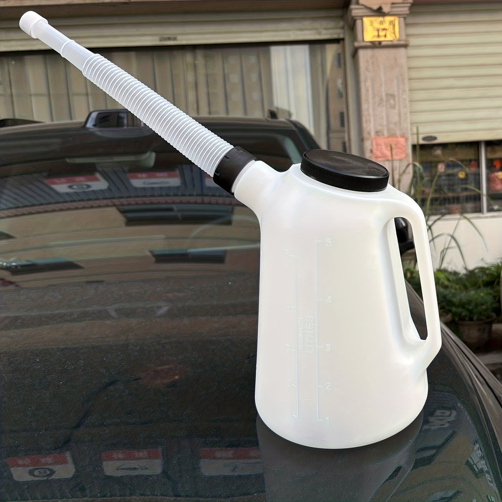1pc 5L Scale Plastic Oil Pot | Fuel Funnel and Manual Engine Oil Distributor, Lightweight and Easy to Carry, Convenient for Filling, Anti-Overflow Design, Sturdy and Durable, Suitable for Mechanical Maintenance, PVC Material