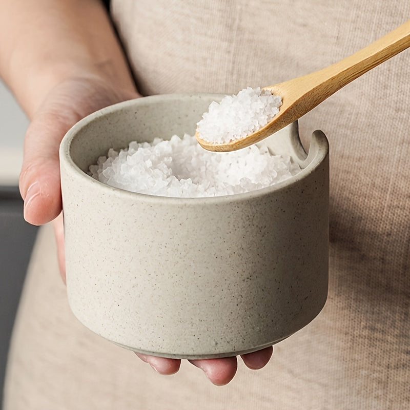 2\u002F3pcs Set of Japanese-style Ceramic Spice Jars | Kitchen and Dining Room Storage Jars for Spices, Salt, Sugar, Spice Jars with Spoons, Covered Spice Storage Box, Kitchen Supplies, Kitchen Additions