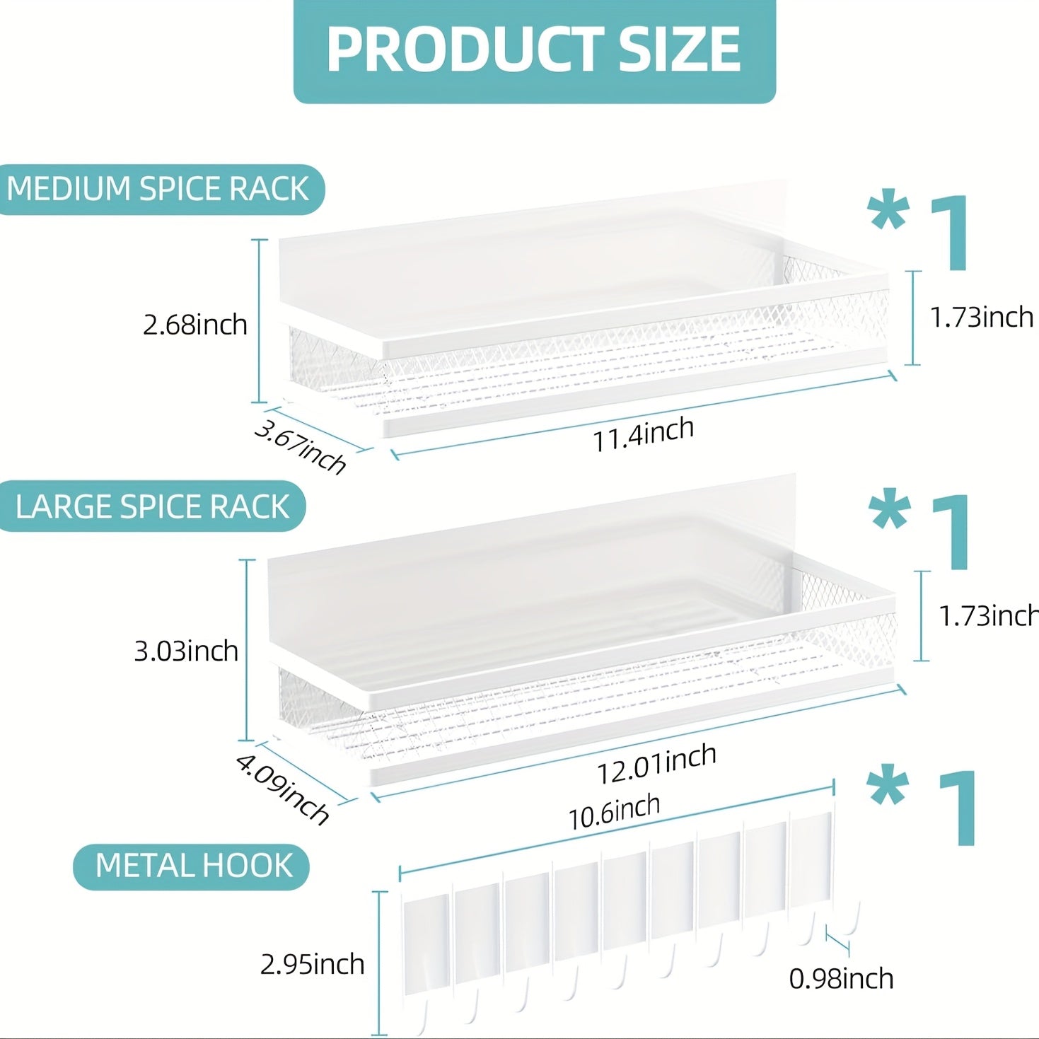 Magnetic Spice Rack For Refrigerator, Magnetic Shelf, Moveable Fridge Organizer With 8-Hook Rack, Seasoning Organizer For Kitchen