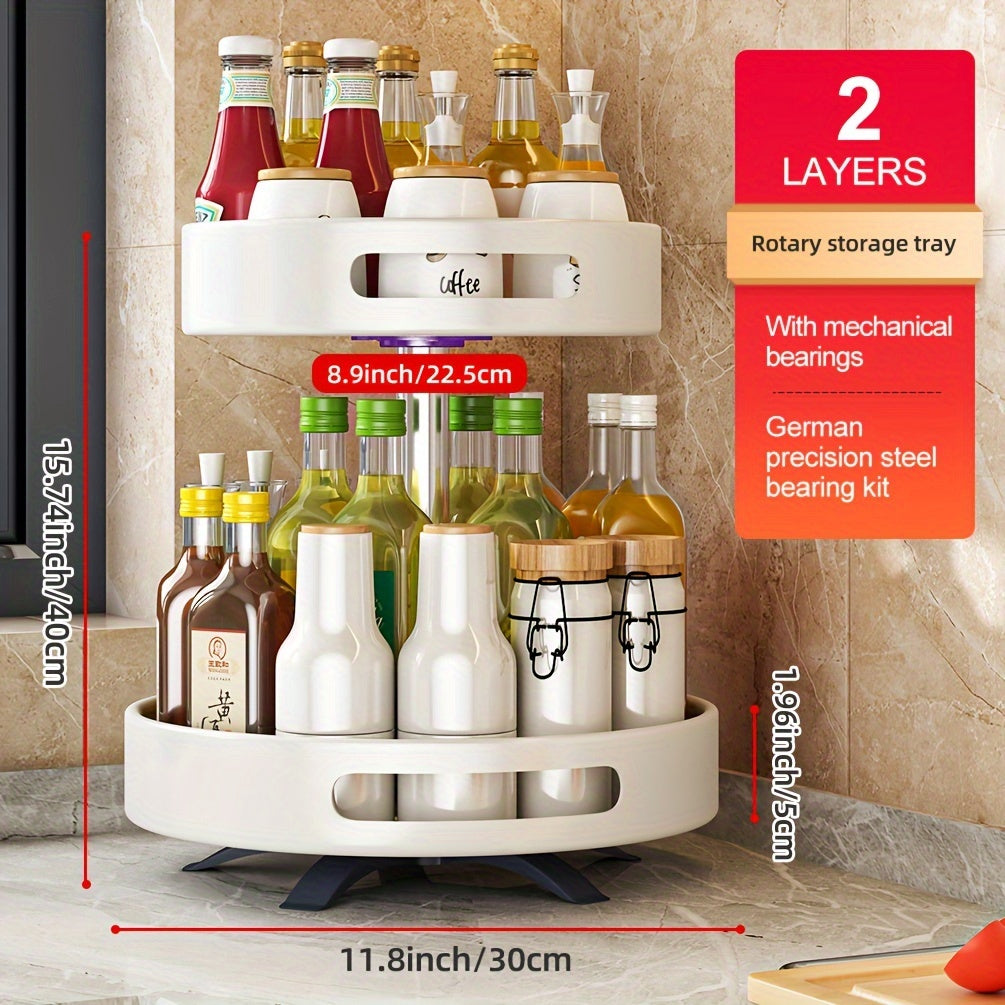 Rotating Seasoning Storage Rack, Kitchen Seasoning Shelf, Double-layer Household Countertop Corner Seasoning Storage Rack