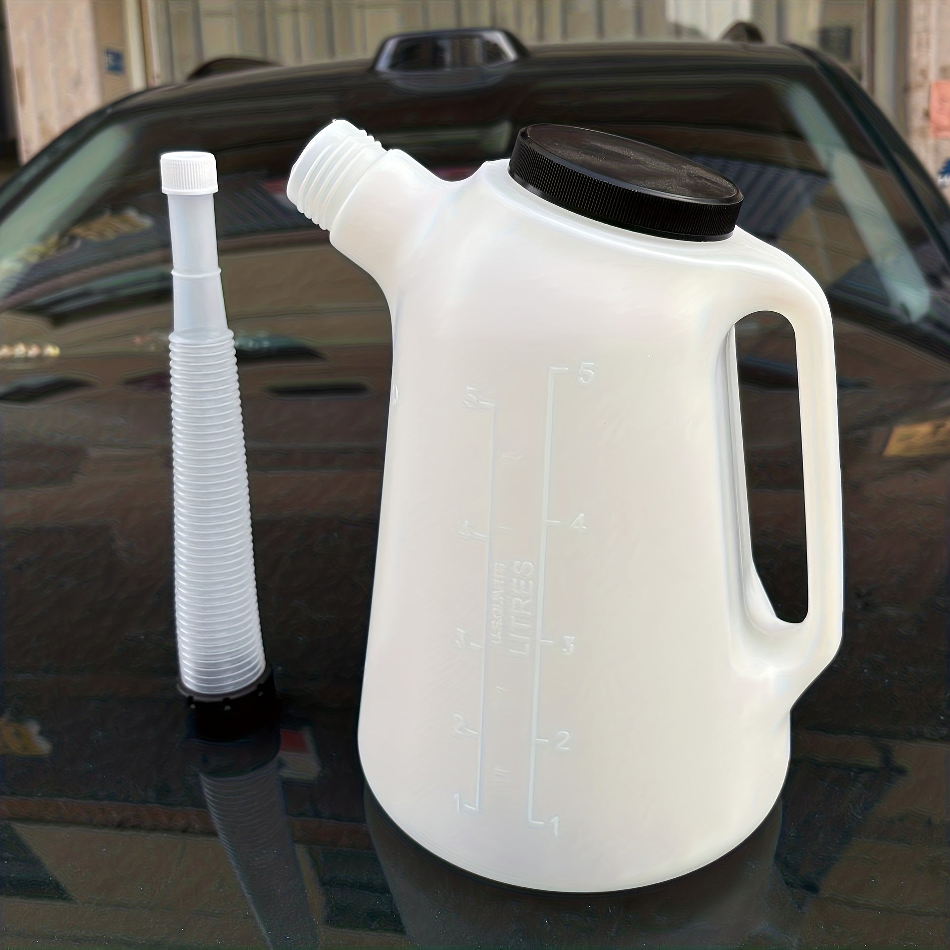 1pc 5L Scale Plastic Oil Pot | Fuel Funnel and Manual Engine Oil Distributor, Lightweight and Easy to Carry, Convenient for Filling, Anti-Overflow Design, Sturdy and Durable, Suitable for Mechanical Maintenance, PVC Material