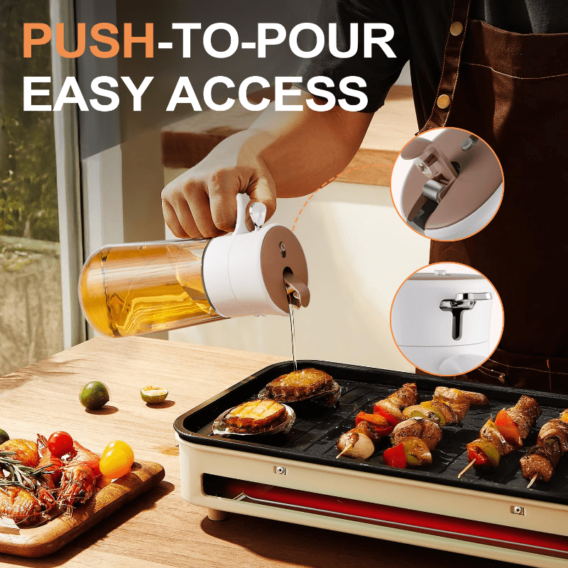 Dual Function Oil Spray And Pour Bottle - Glass Oil Dispenser for Kitchen with Spray And Pour Options, Perfect for Air Fryers, Salads, Cooking, And Meal Preparation