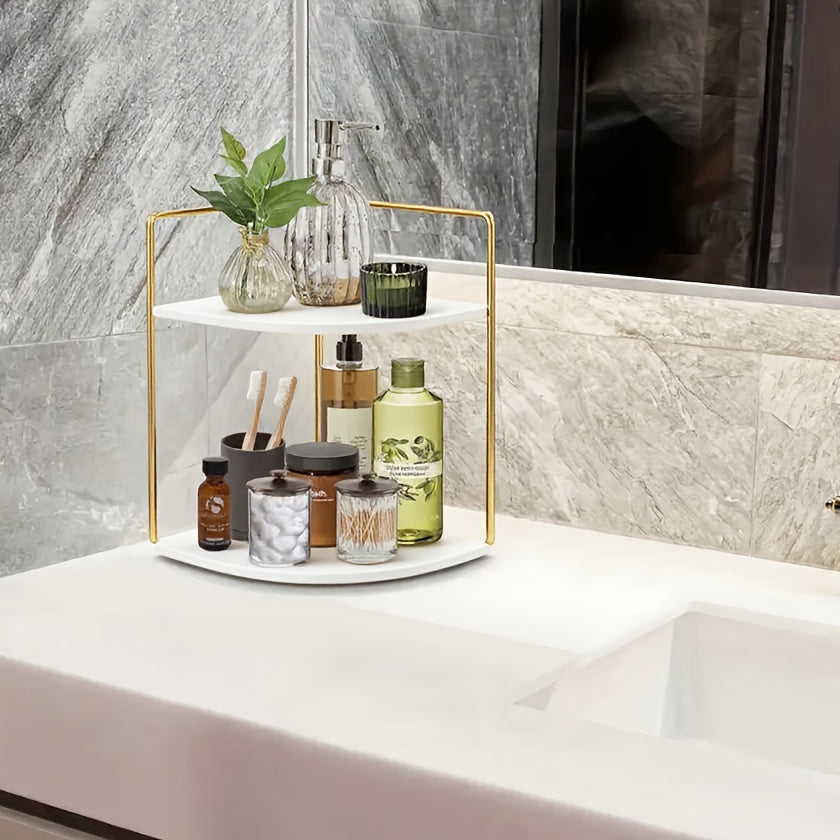 2 - Tier Iron - Art Spice Rack, Bookshelf, Cosmetic Rack, Corner Rack And Storage Rack for Kitchen, Bedroom And Living Room, Corner Shelves