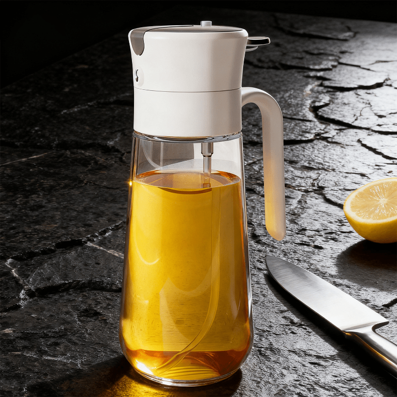 Dual Function Oil Spray And Pour Bottle - Glass Oil Dispenser for Kitchen with Spray And Pour Options, Perfect for Air Fryers, Salads, Cooking, And Meal Preparation