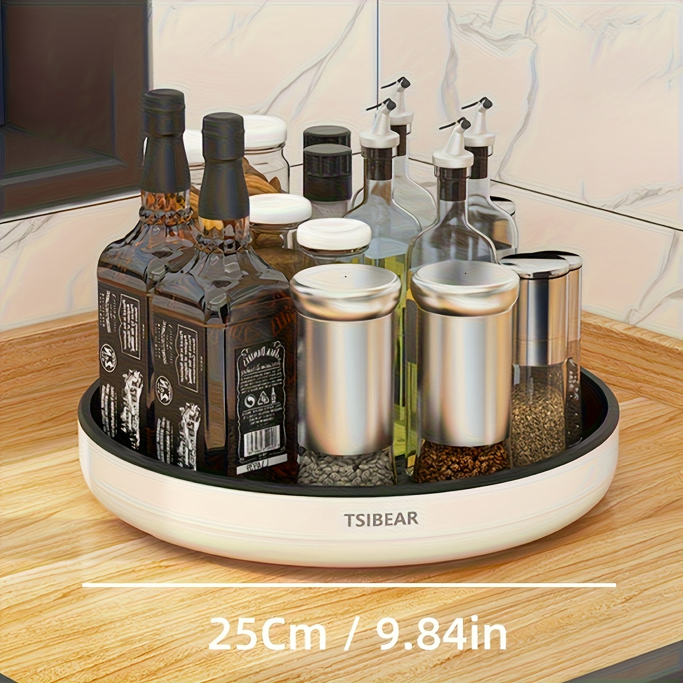 1pc 360° Rotating Kitchen Organizer - Multi-functional Countertop Storage Rack, Cabinet Storage Solution - Suitable for Storing Spices And Oils, Space-saving. Models Available for Selection., Kitchen Organizers And Storage