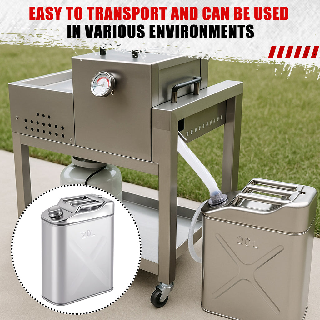 1pc 20-qt (5 Gallon) Stainless Cooking Oil Storage Can 13. 6 X 6. 7 X 18. 5 Commercial Grade 304 Food Safety Oil Distributor for Kitchens Restaurants Food Trucks