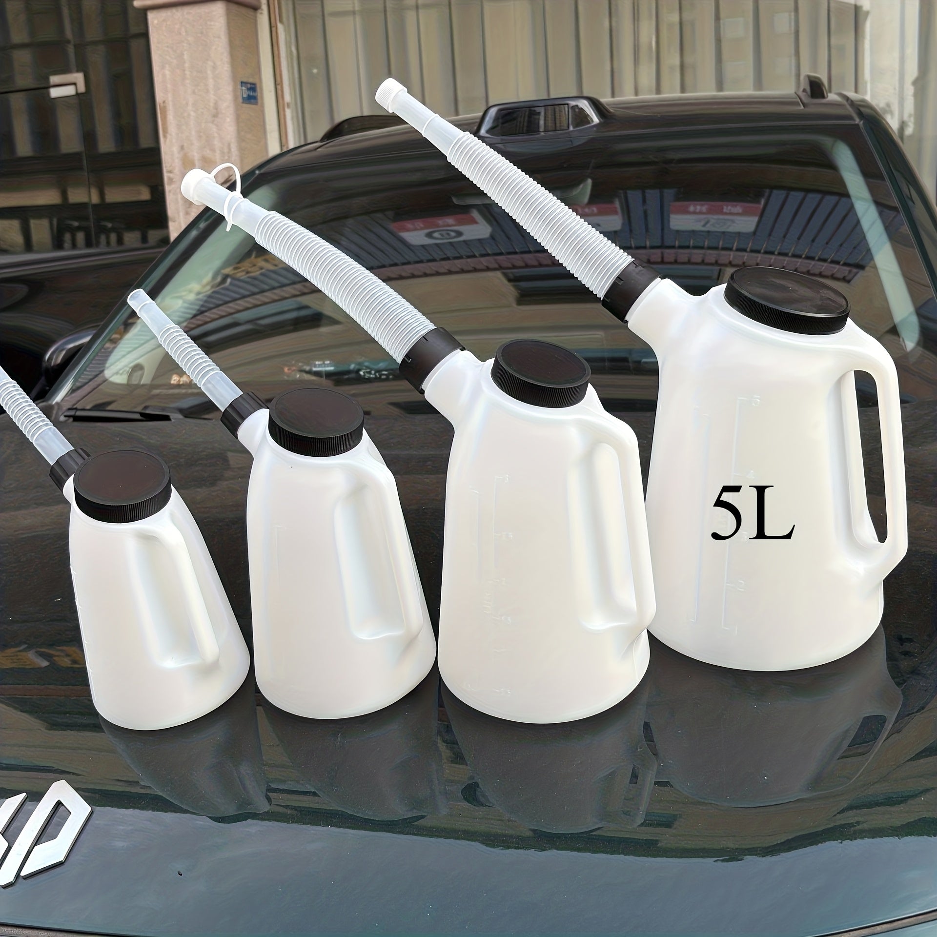 1pc 5L Scale Plastic Oil Pot | Fuel Funnel and Manual Engine Oil Distributor, Lightweight and Easy to Carry, Convenient for Filling, Anti-Overflow Design, Sturdy and Durable, Suitable for Mechanical Maintenance, PVC Material