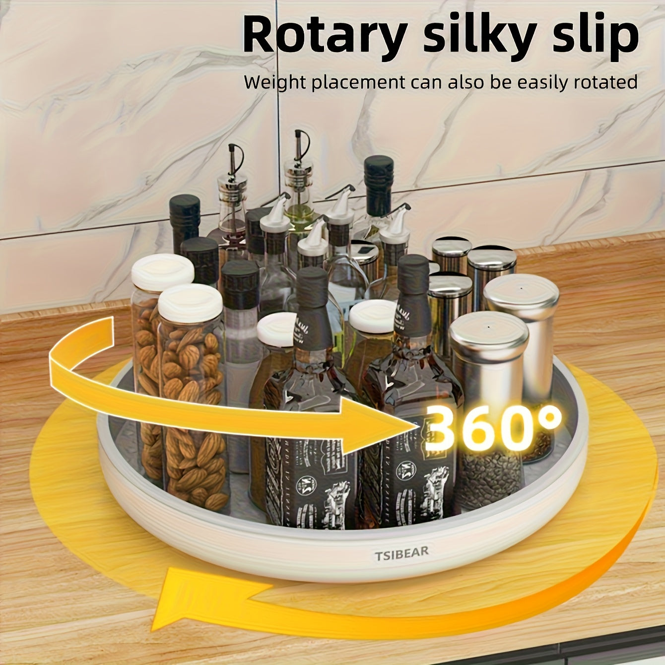 1pc 360° Rotating Kitchen Organizer - Multi-functional Countertop Storage Rack, Cabinet Storage Solution - Suitable for Storing Spices And Oils, Space-saving. Models Available for Selection., Kitchen Organizers And Storage