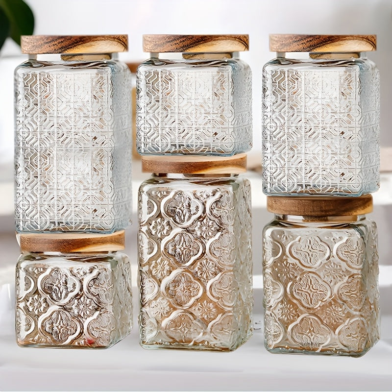 6\u002F3pcs Airtight Food Storage Container Set, Mixed Grain Snack Storage Airtight Jars, Coffee Bean, Sugar, Tea, Salt, Candy, Spice Storage Jars, Kitchen Gadgets for Restaurant Food Trucks