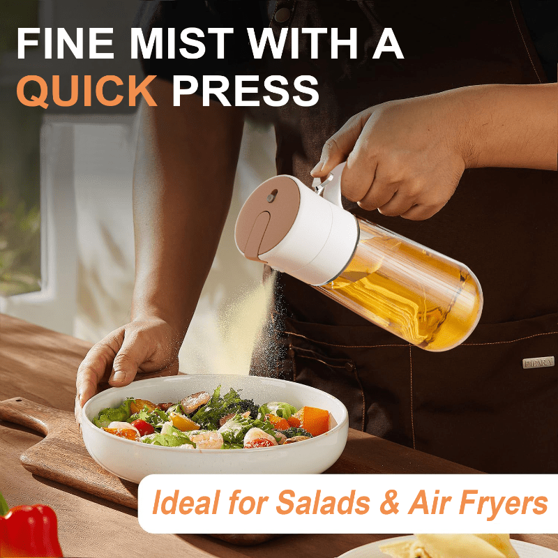 Dual Function Oil Spray And Pour Bottle - Glass Oil Dispenser for Kitchen with Spray And Pour Options, Perfect for Air Fryers, Salads, Cooking, And Meal Preparation
