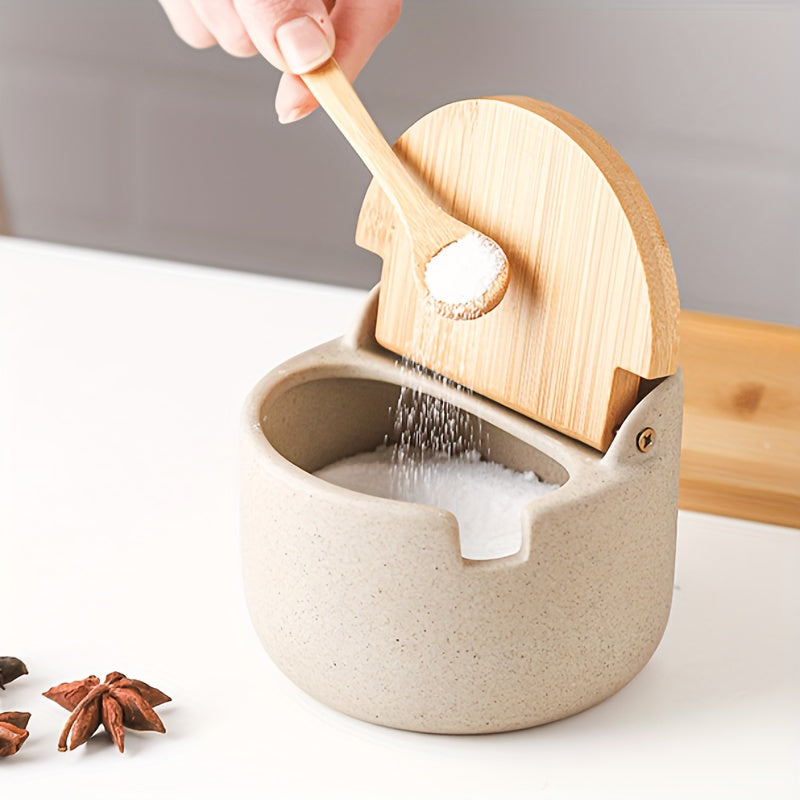 1\u002F2\u002F3pcs Seasoning Pot Set Kitchen Spice Pot Seasoning Containers Ceramic Monosodium Glutamate Pot Salt And Pepper Jar With Tray Pepper Contaniers Seasoning Storage With Lid Food Storage Box With Spoon Kitchen Stuff Kitchen Accessories