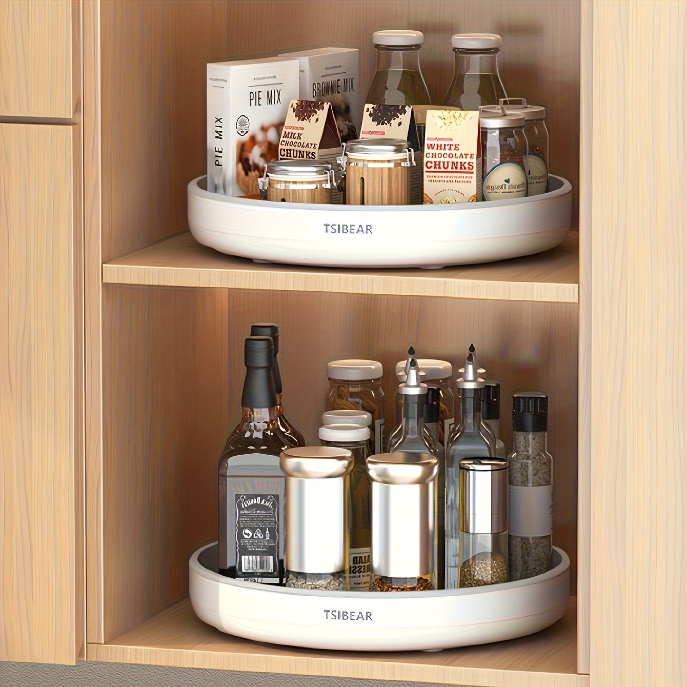 1pc 360° Rotating Kitchen Organizer - Multi-functional Countertop Storage Rack, Cabinet Storage Solution - Suitable for Storing Spices And Oils, Space-saving. Models Available for Selection., Kitchen Organizers And Storage