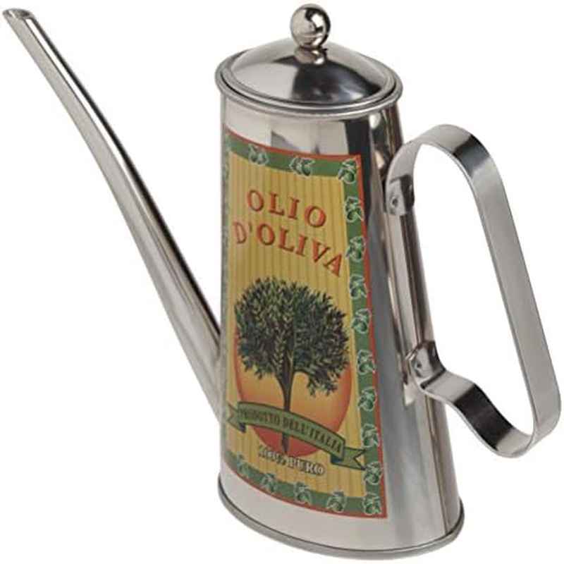 Stainless Steel Oil Can with Spill-Proof Lid & Vintage Italian Design - 16oz\u002F480ml Heavy-Duty 430 Stainless Steel Kitchen Dispenser for Olive Oil, Cooking Oil, Vinegar - Elegant Retro for Home & Commercial Use, Durable & Easy-Pour Spout