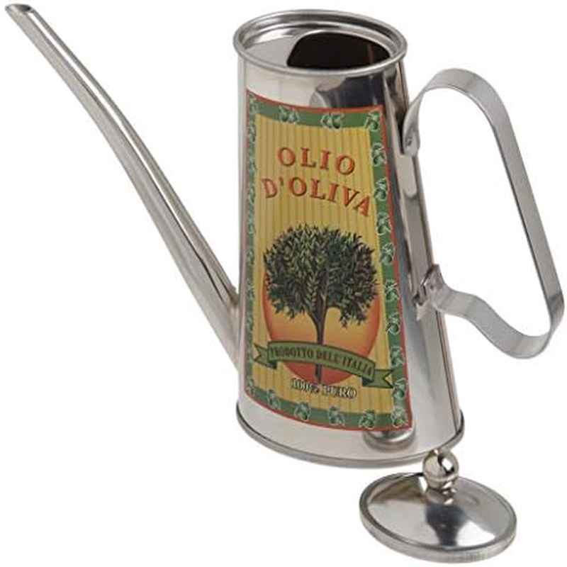 Stainless Steel Oil Can with Spill-Proof Lid & Vintage Italian Design - 16oz\u002F480ml Heavy-Duty 430 Stainless Steel Kitchen Dispenser for Olive Oil, Cooking Oil, Vinegar - Elegant Retro for Home & Commercial Use, Durable & Easy-Pour Spout