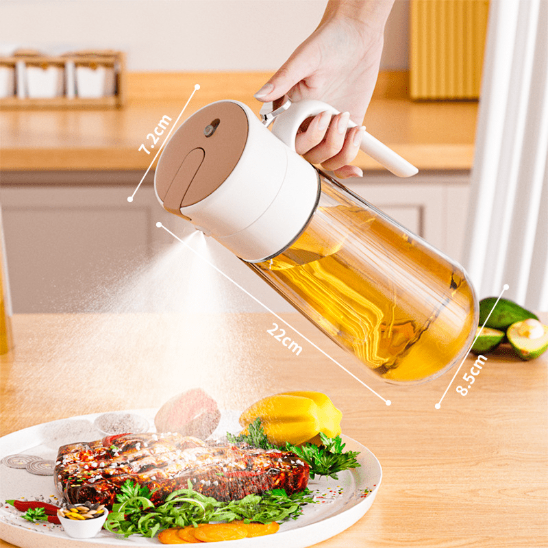 Dual Function Oil Spray And Pour Bottle - Glass Oil Dispenser for Kitchen with Spray And Pour Options, Perfect for Air Fryers, Salads, Cooking, And Meal Preparation