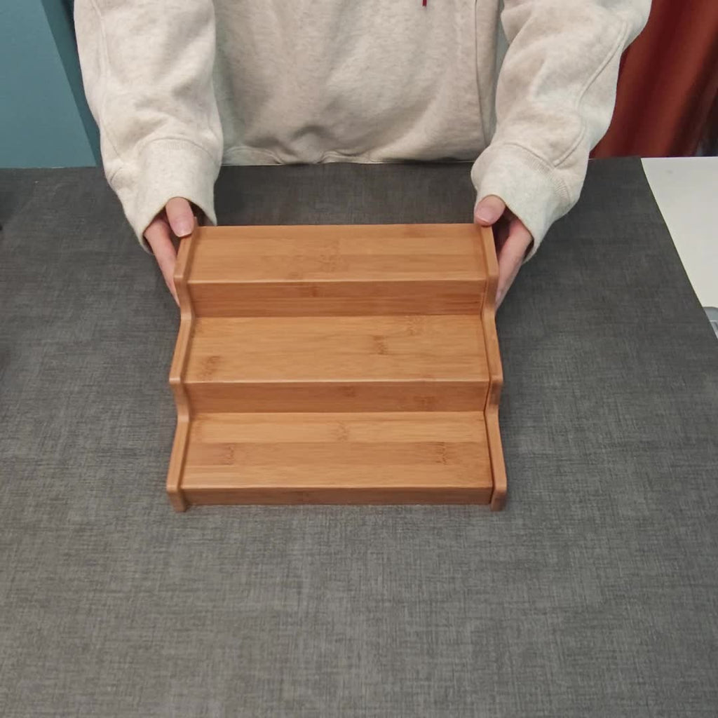 3-Tier Bamboo Spice Rack Organizer for Cabinet & Pantry - Adjustable Shelves, Under\u002FCountertop Spice Shelf with Bamboo Wood Storage - Space-Saving Vertical Spice Jars\u002FContainers Holder, Expandable Kitchen Spice Organization System