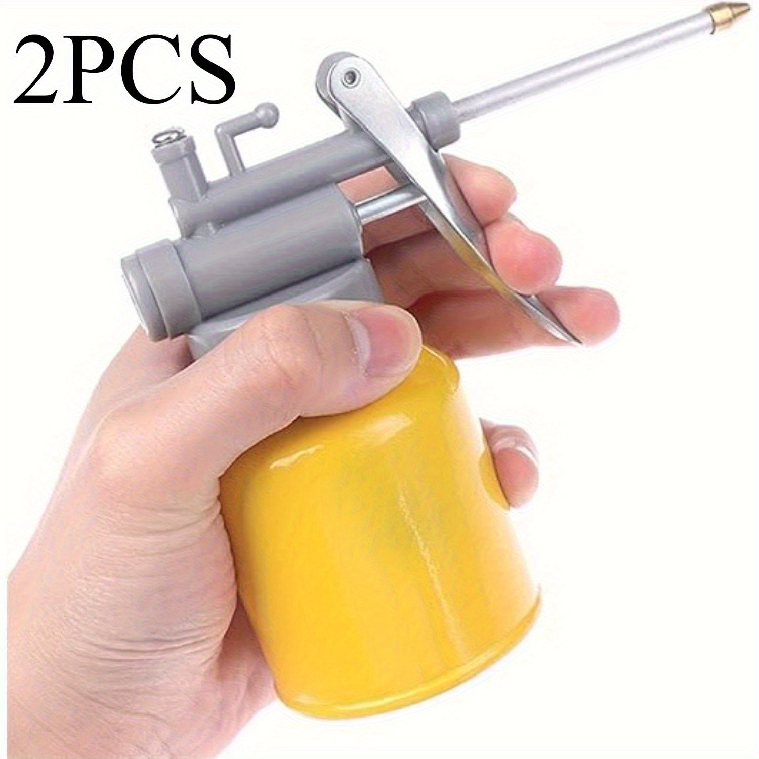 2pcs Manual Lubrication Filler - Durable Metal Oil Can with Long Nozzle, Industrial Pump Dispenser, Suitable for Automotive And Machinery, Car Lubrication, Ergonomic Design, High-Quality Construction